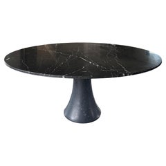Contemporary 72" Nero Marquina Marmor Pedestal Esstisch hergestellt in Italien