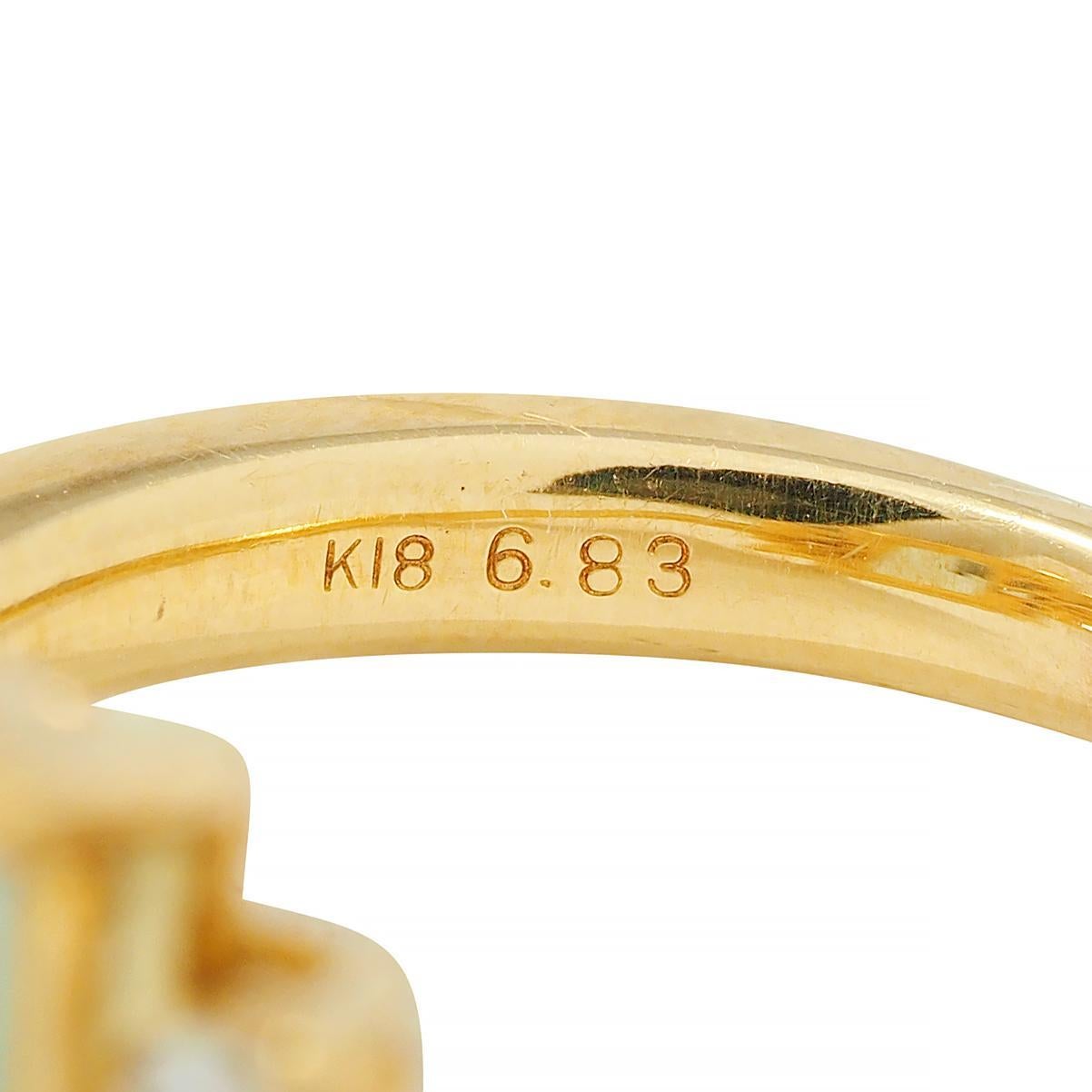 Contemporary 7.27 CTW Aquamarine Diamond 18 Karat Yellow Gold Cocktail Ring For Sale 2