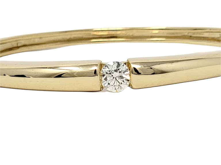 Contemporary .73 Carat Round Diamond Hinged Bangle Bracelet in 14 Karat ...