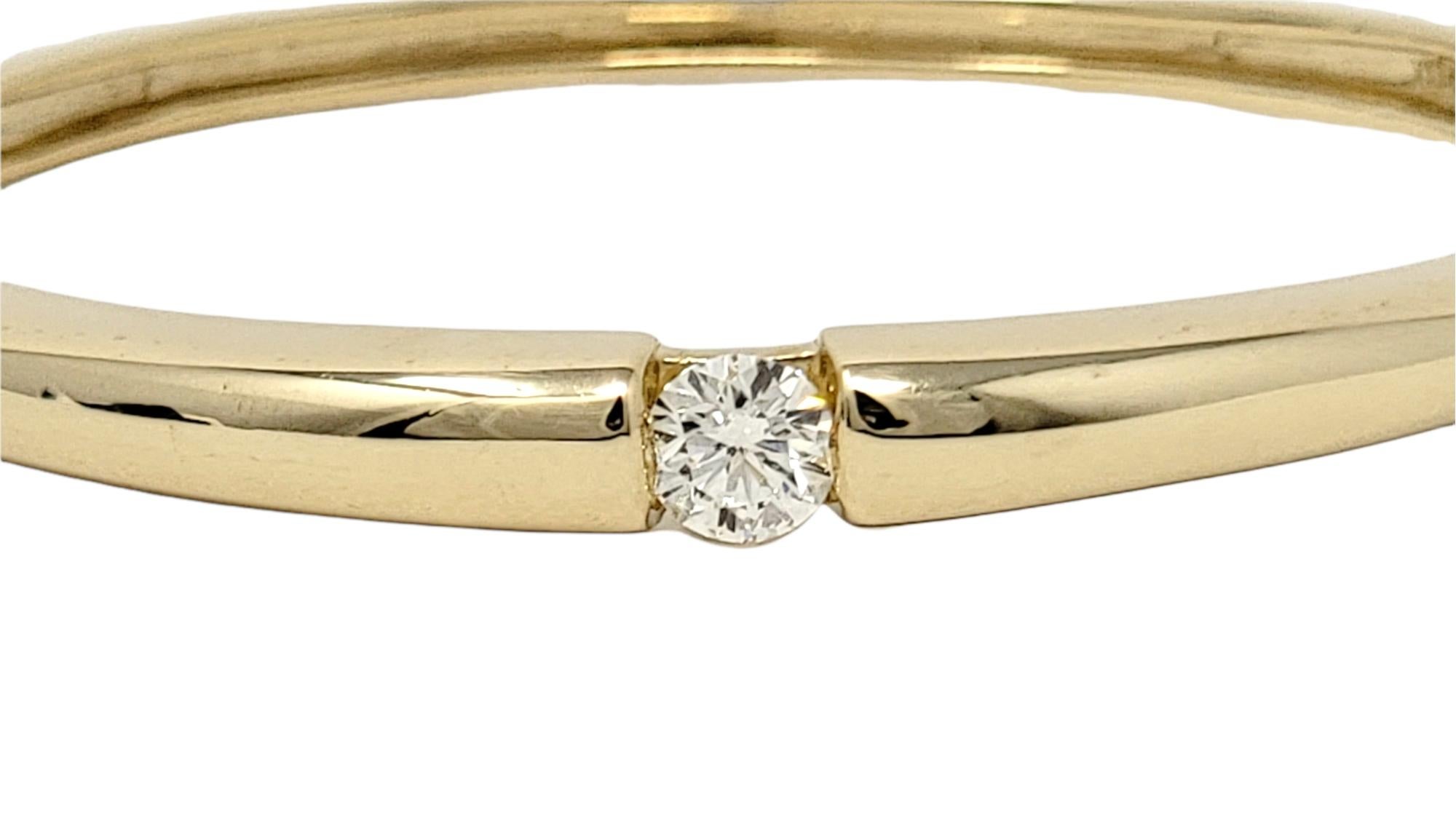 Round Cut Contemporary .73 Carat Round Diamond Hinged Bangle Bracelet in 14 Karat Gold For Sale