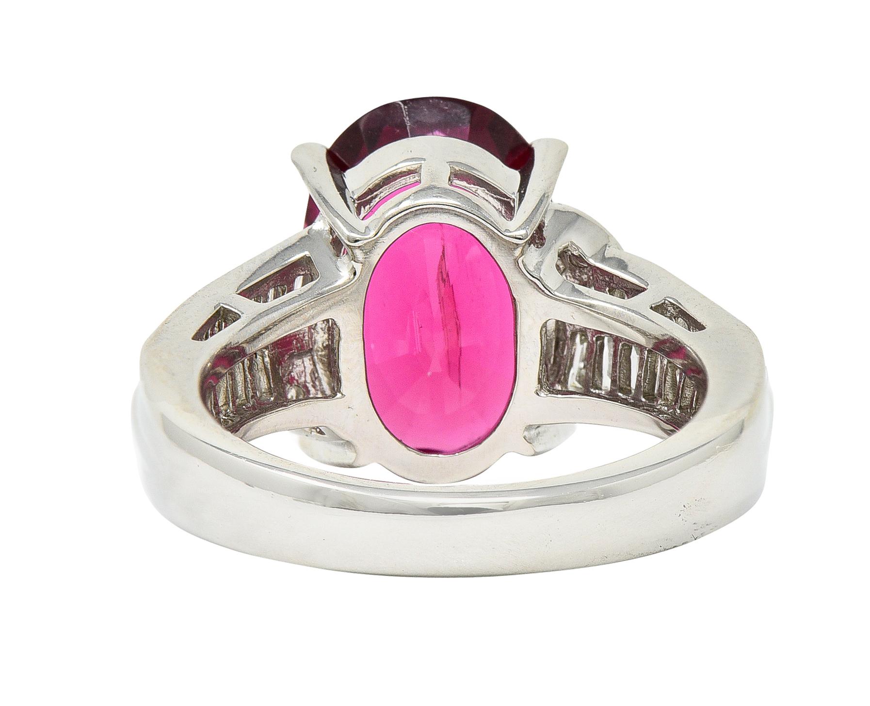 Contemporary 7.54 Carats Rubellite Tourmaline Diamond Platinum Cocktail Ring In Excellent Condition In Philadelphia, PA