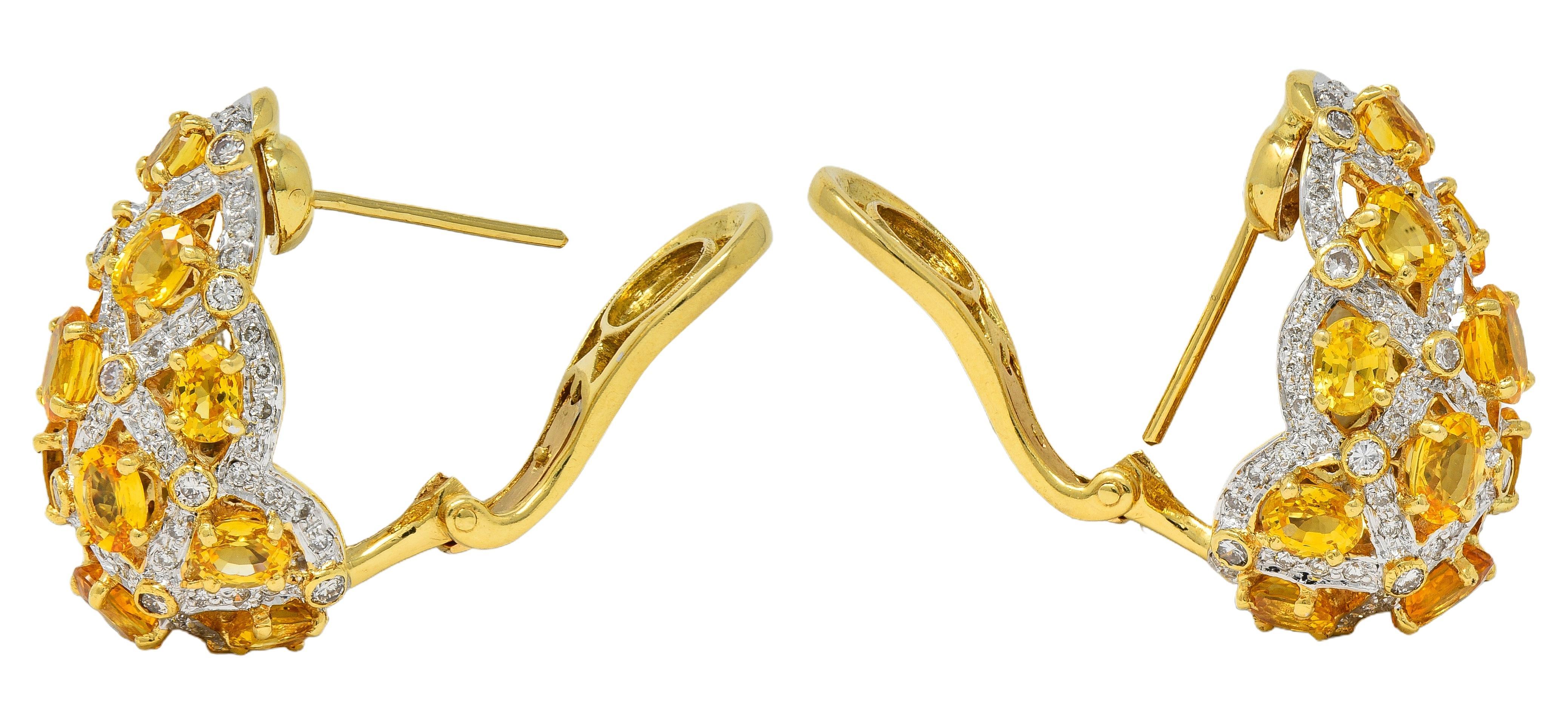 Boucles d'oreilles en J Gold Contemporary 7.66 CTW Citrine Diamond 18 Karat Two-Tone Gold Excellent état - En vente à Philadelphia, PA