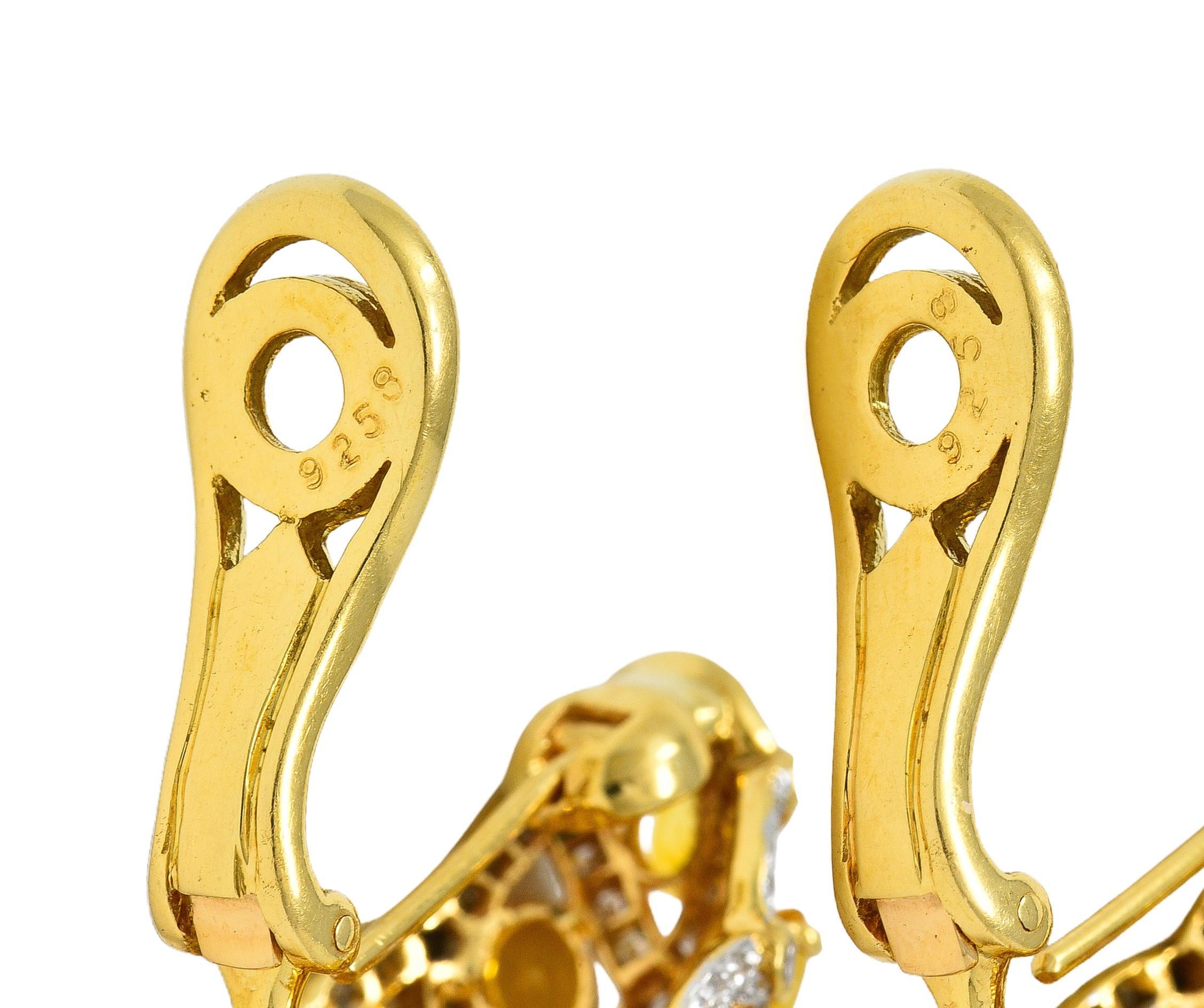 Boucles d'oreilles en J Gold Contemporary 7.66 CTW Citrine Diamond 18 Karat Two-Tone Gold en vente 2