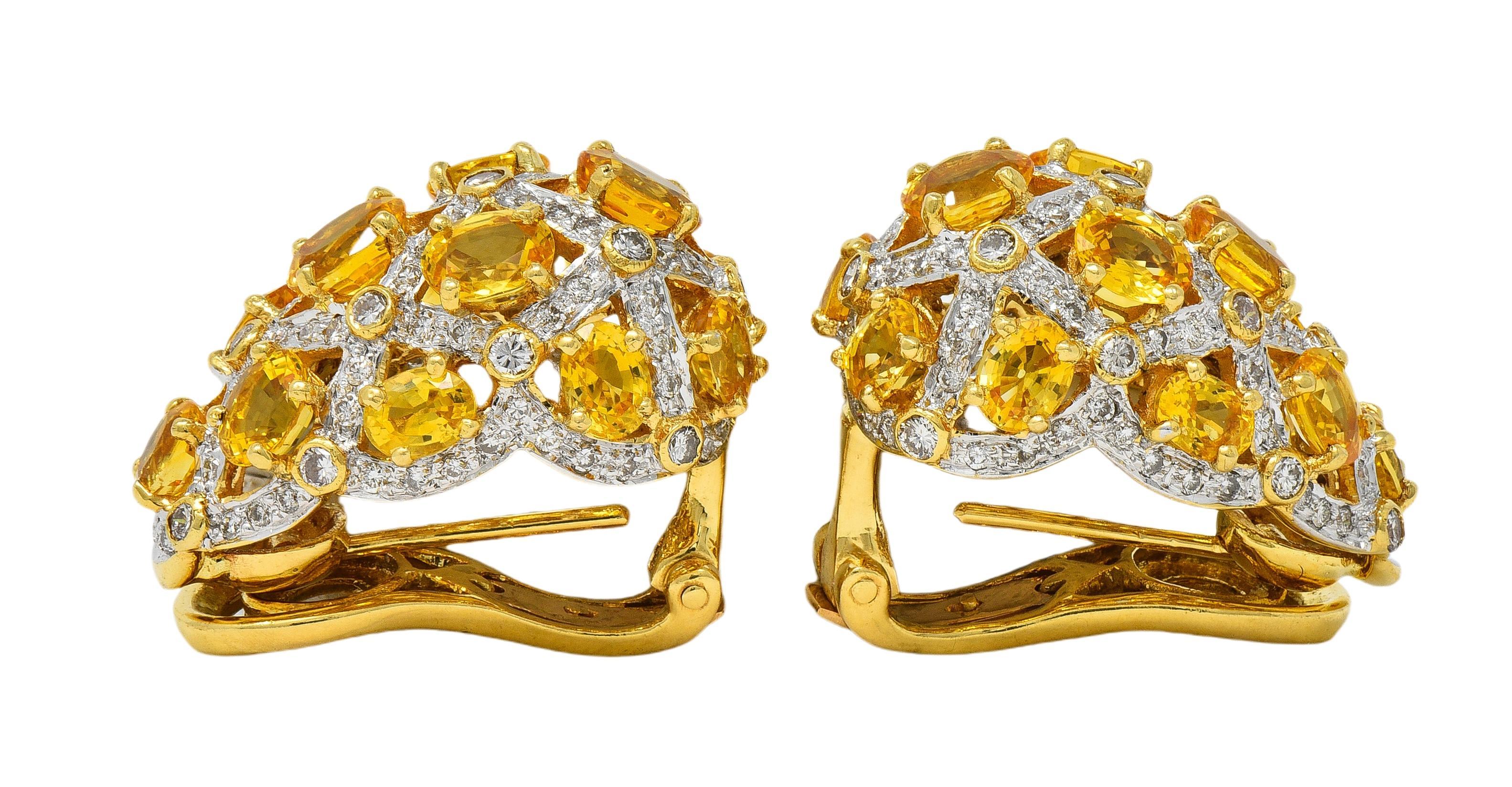 Boucles d'oreilles en J Gold Contemporary 7.66 CTW Citrine Diamond 18 Karat Two-Tone Gold en vente 3