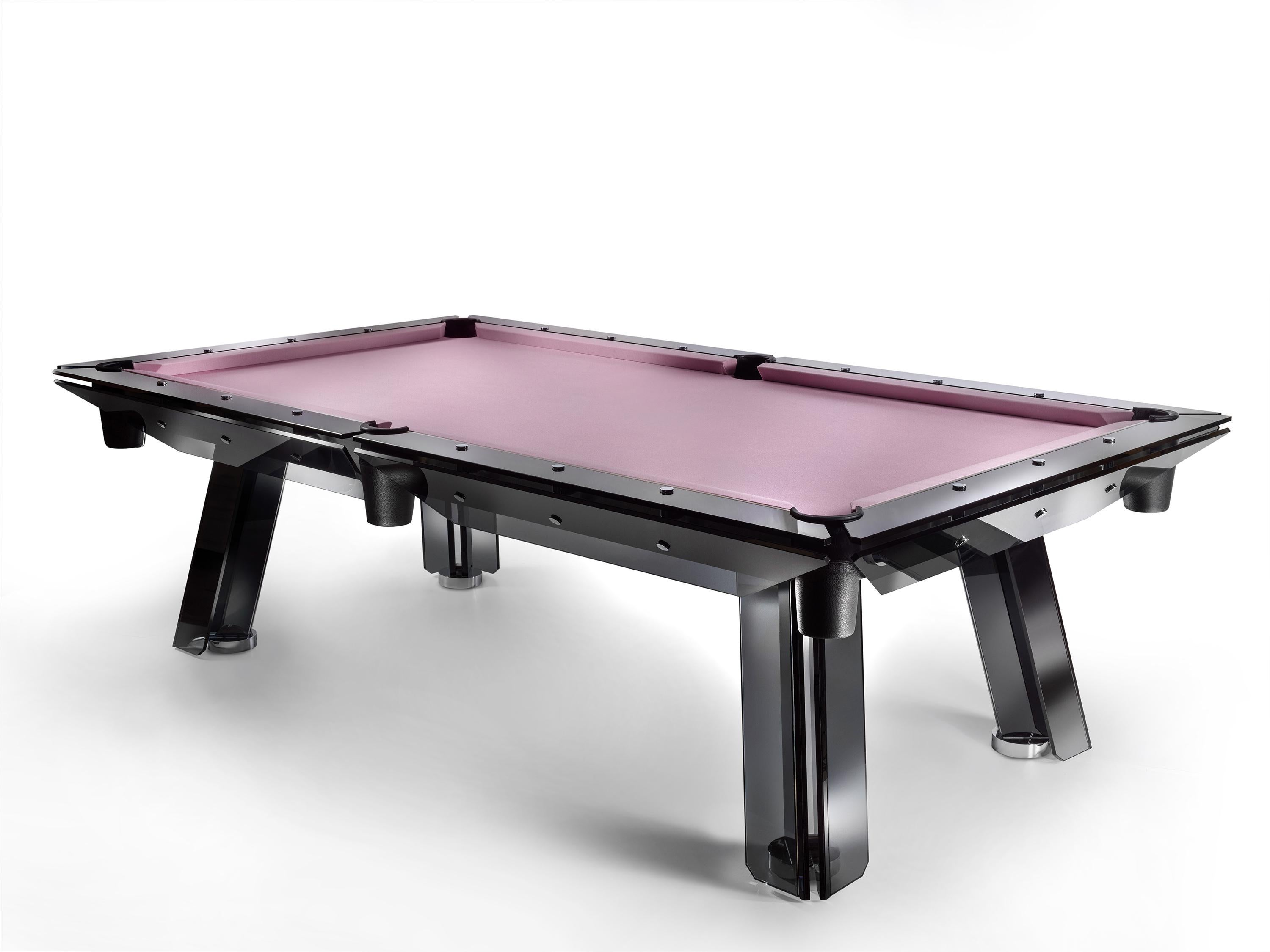 Contemporary 7f Filotto Dark Glass Pool Table by Impatia For Sale 1