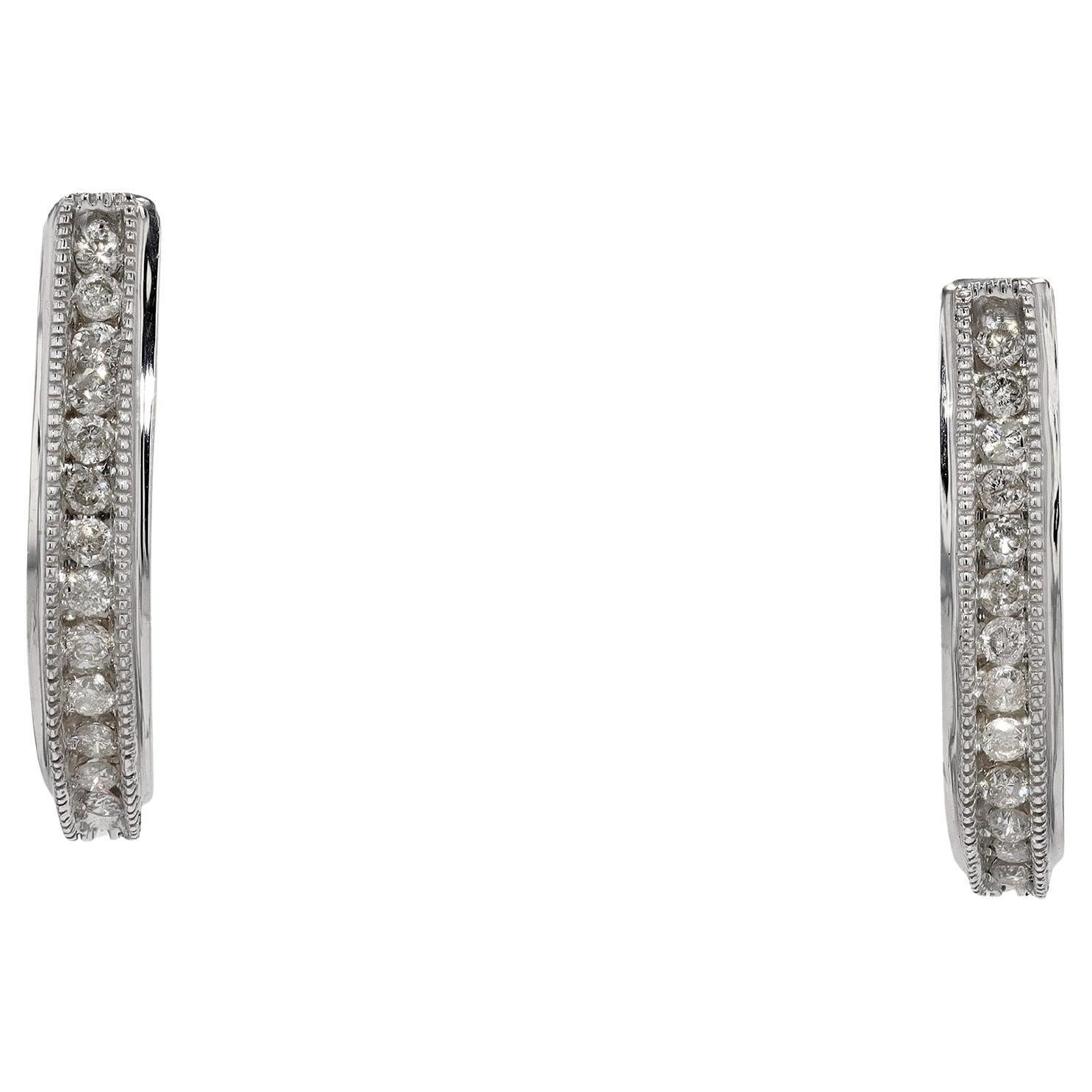 Contemporary .80 Carat Diamond Oval Hoop Earrings For Sale