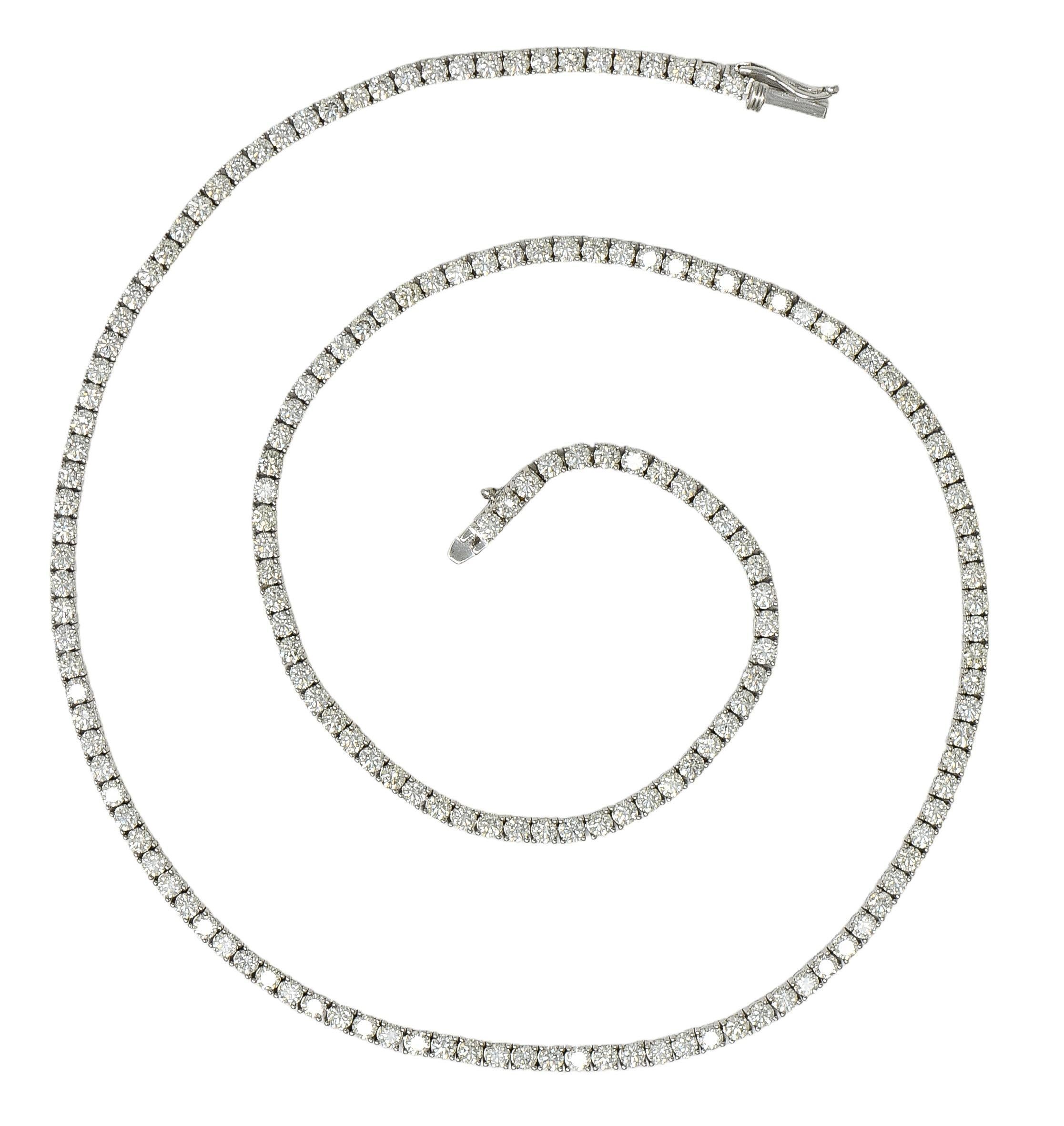 Contemporain Collier Riviera en or 14K avec diamants ronds et brillants 8,75 CTW en vente