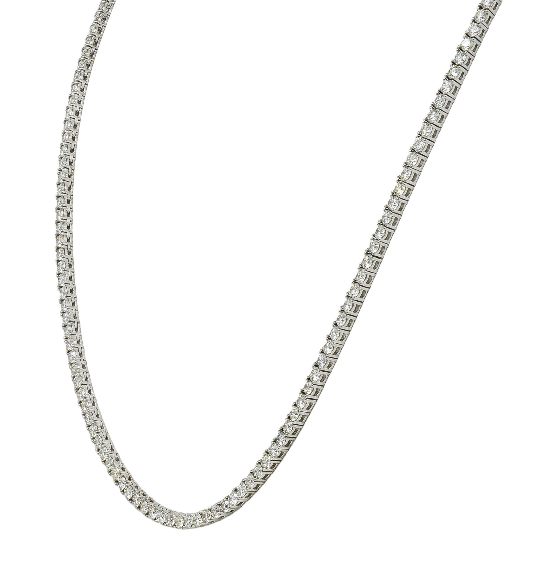 Taille brillant Collier Riviera en or 14K avec diamants ronds et brillants 8,75 CTW en vente