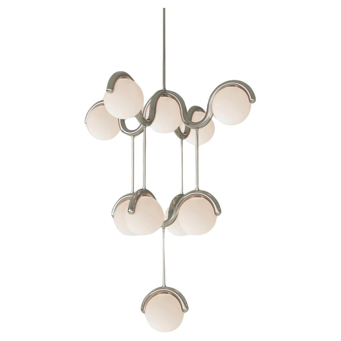 Contemporary 9/10 Globe Lenox Chandelier by Astraeus Clarke Made in Brooklyn, NY For Sale
