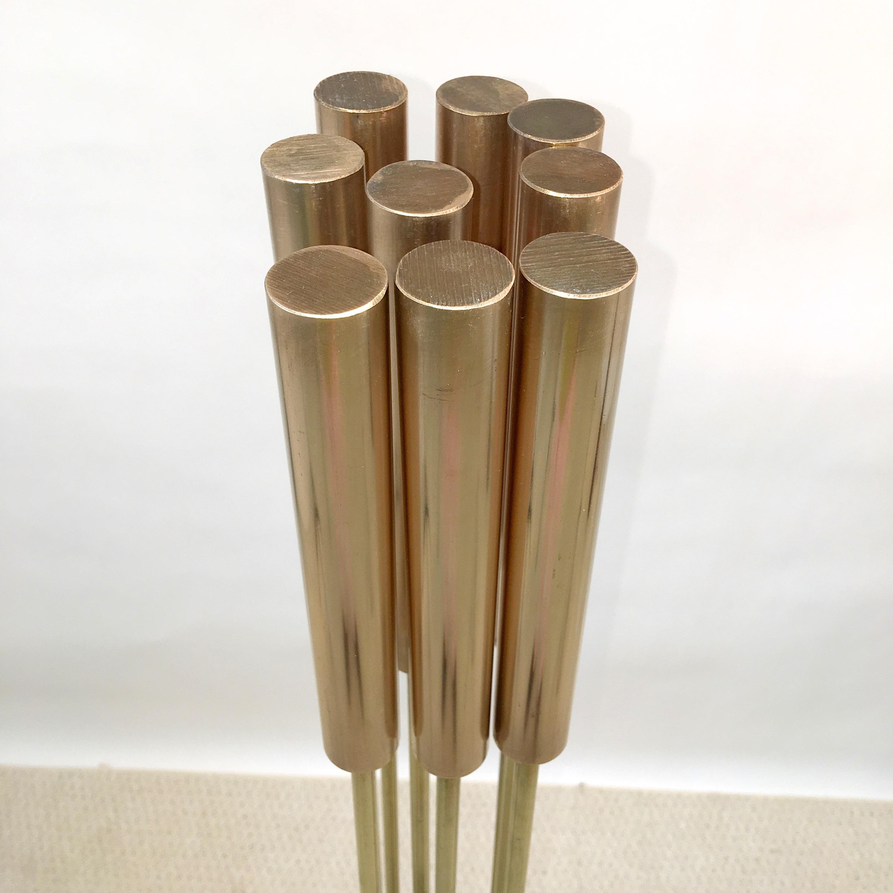 Contemporary 9-Rod Brass Kinetic Sound Sculpture In Good Condition In Hanover, MA