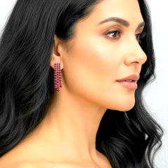 Contemporary 9.00ct Natural Ruby Dangle Earrings in 14k Yellow Gold