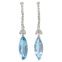 Contemporary 9.10 CTW Topaz Diamond 14 Karat White Gold Drop Earrings