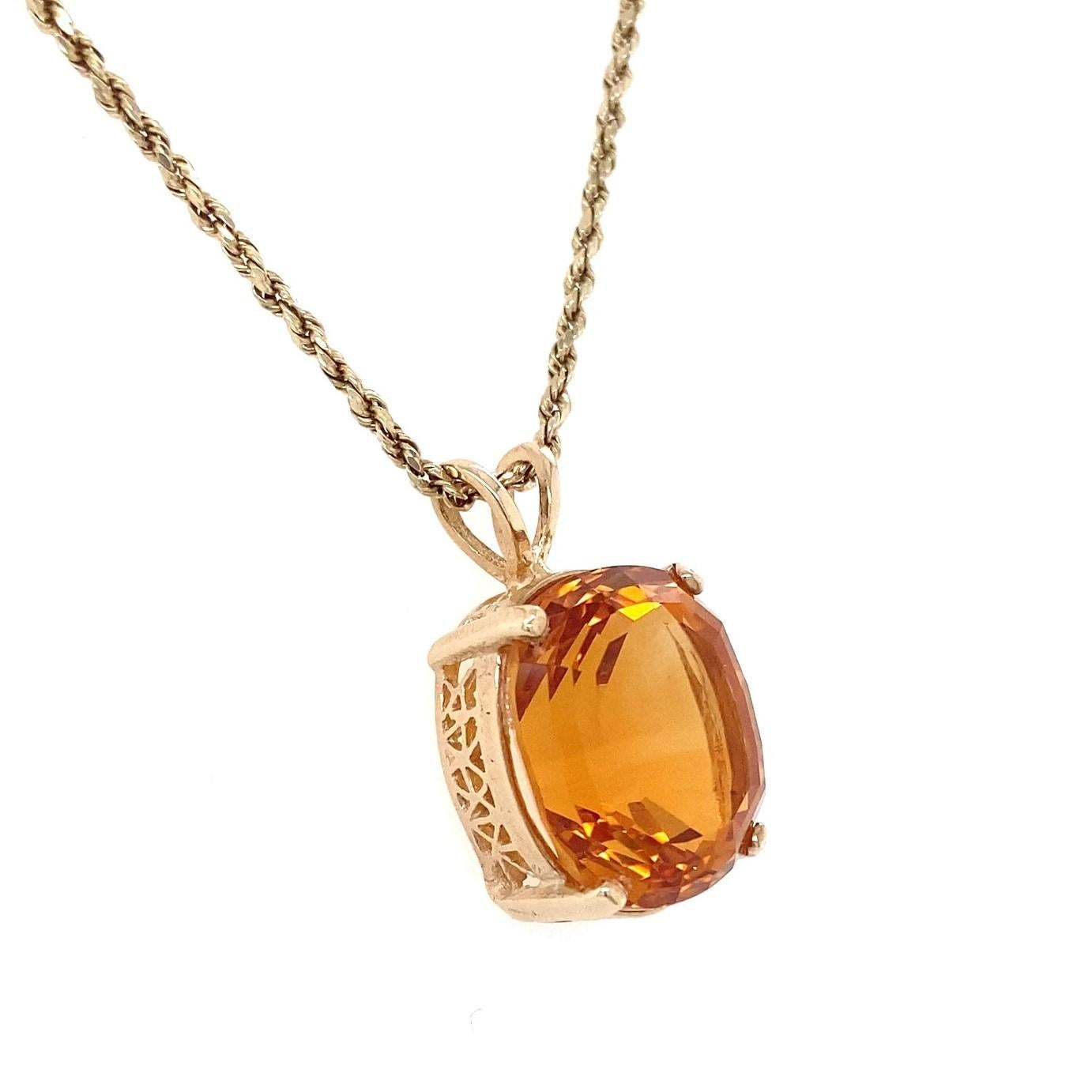 Contemporary 9,12 Karat Oval Citrin 14 Karat Gelbgold Solitär-Anhänger (Zeitgenössisch)