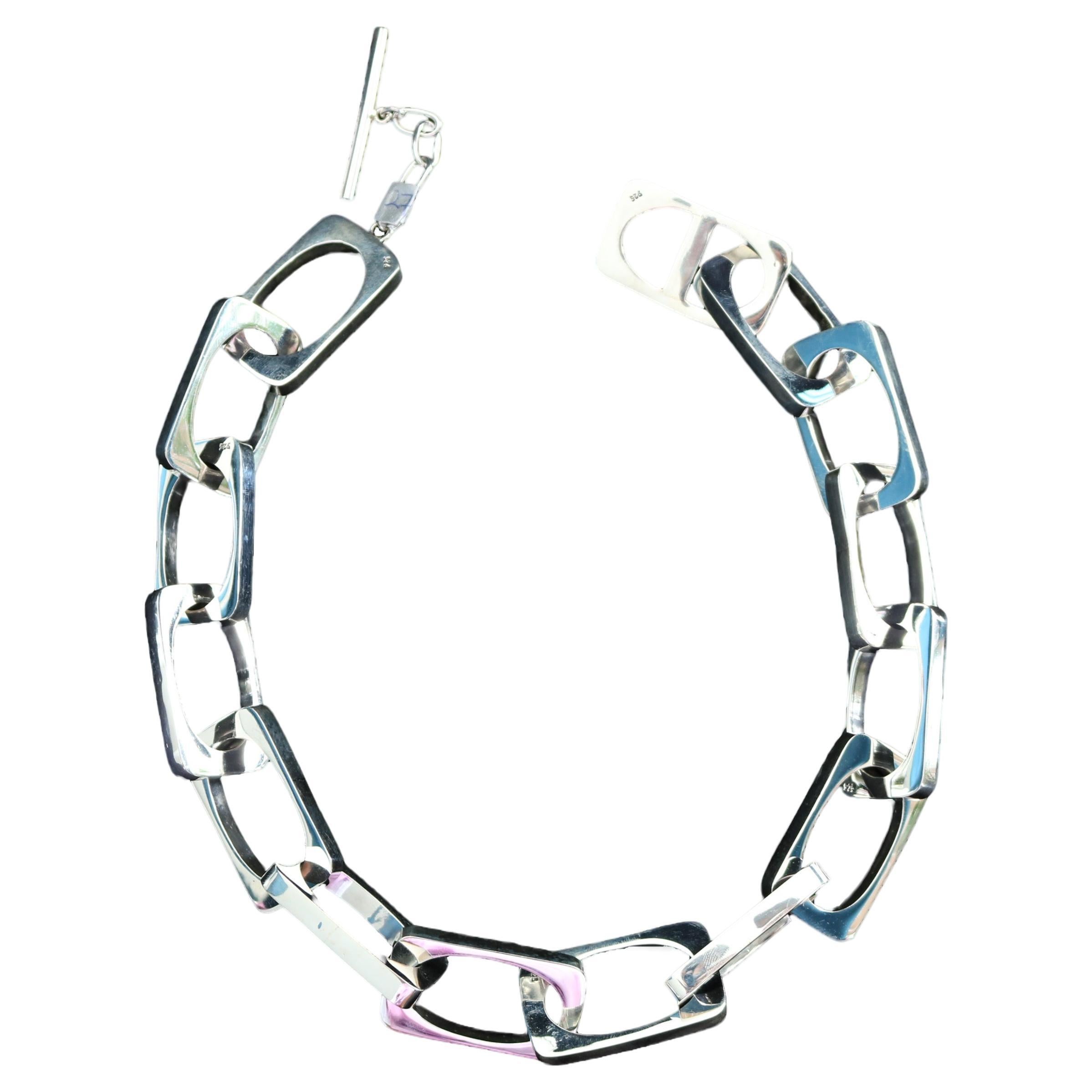 Contemporary 925 Silver Link Necklace For Sale