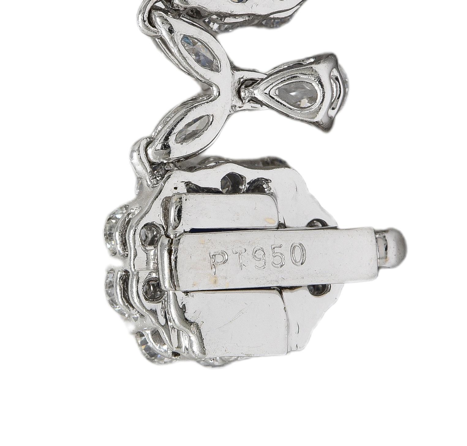 Zeitgenössische 93,45 CTW Blauer Saphir Diamant Platin Tropfen Statement-Halskette im Angebot 3