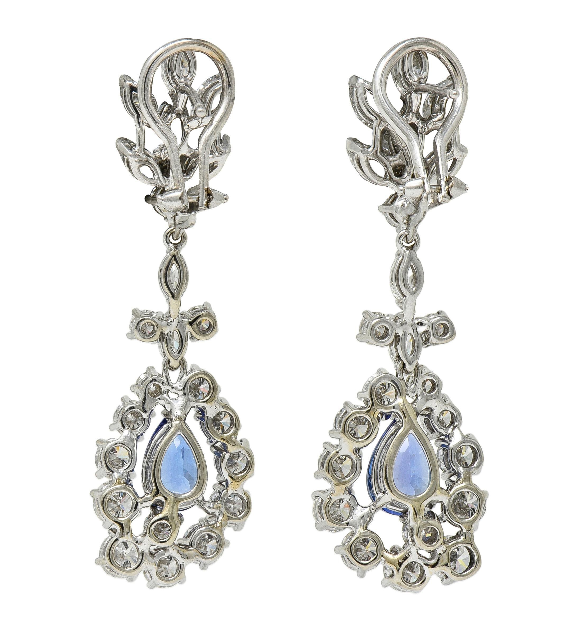 Women's or Men's Contemporary 9.48 CTW Tanzanite Diamond 14K Gold Day-To-Night Halo Drop Earrings For Sale