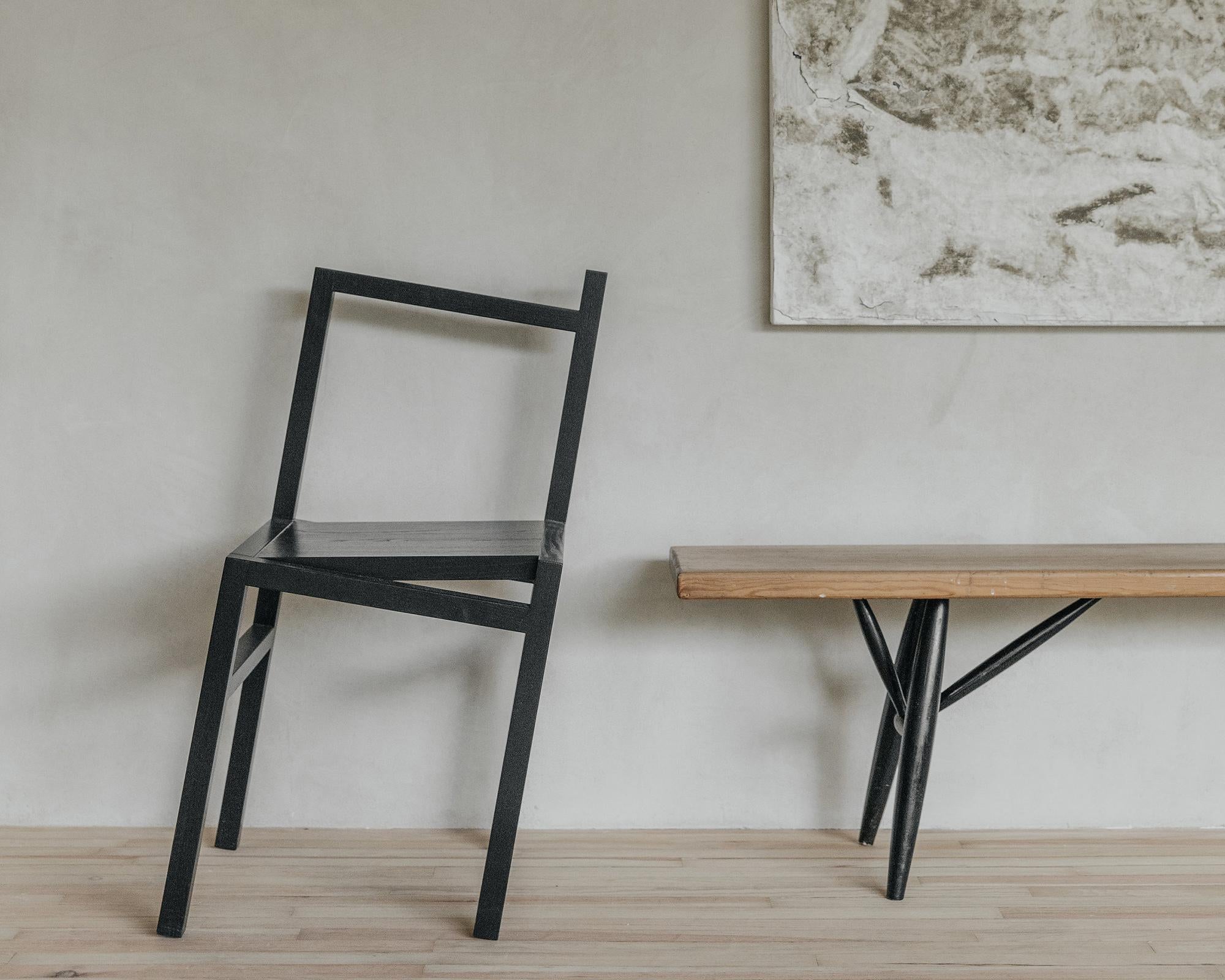 Swedish FRAMA Contemporary Scandinavian Minimal Design 9.5° Chair in Black Stained Ash  For Sale