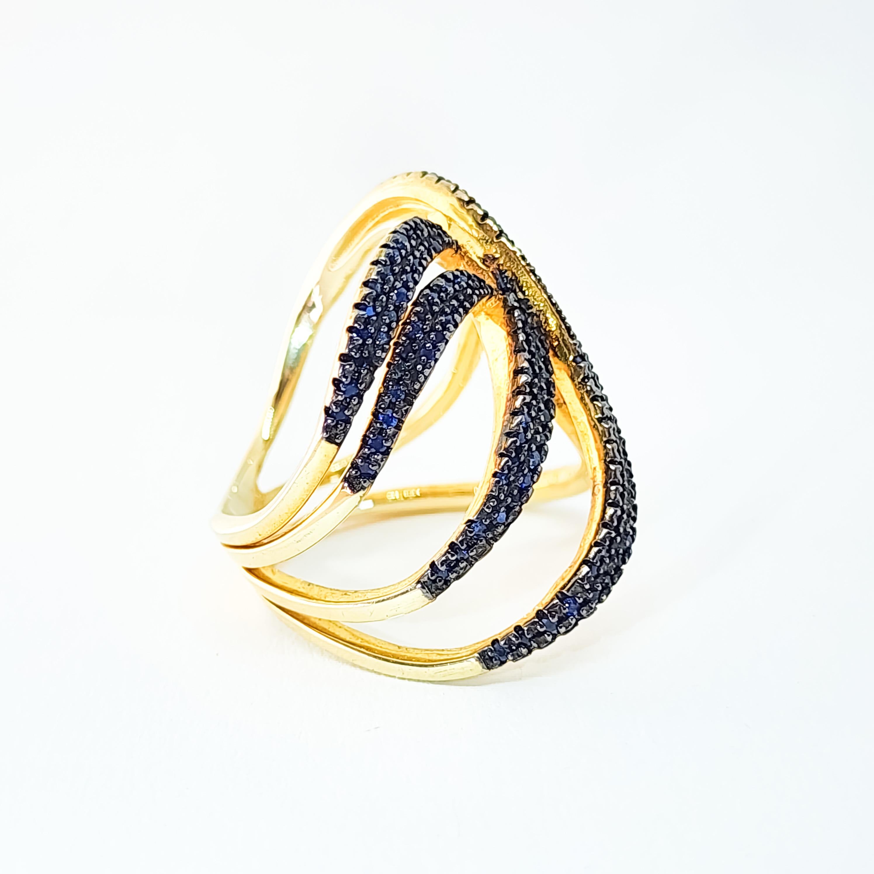 Sapphire Contemporary .95ct Wrap Around Bypass Ring Sterling Gold Vermeil For Sale 6
