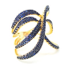 Sapphire Contemporary .95ct Wrap Around Bypass Ring Sterling Gold Vermeil