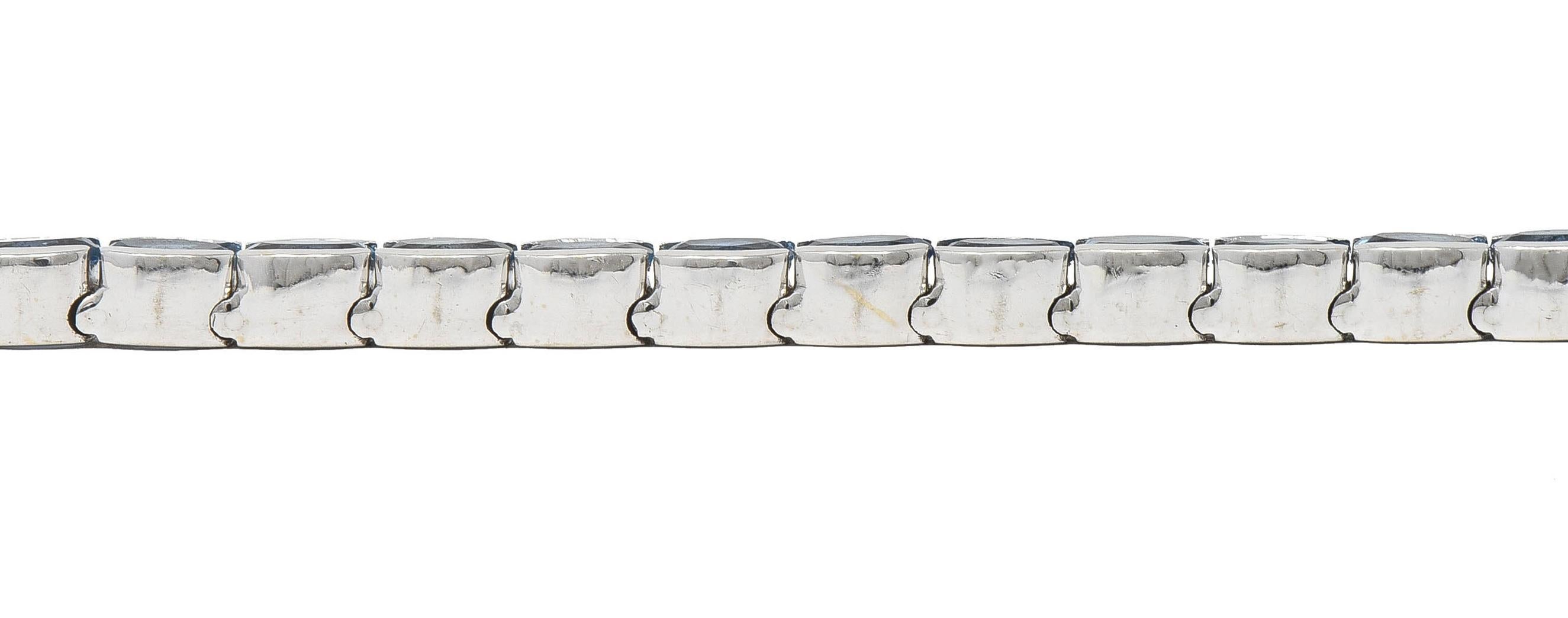Contemporary 9.80 CTW Blue Topaz 14 Karat White Gold Line Bracelet For Sale 5