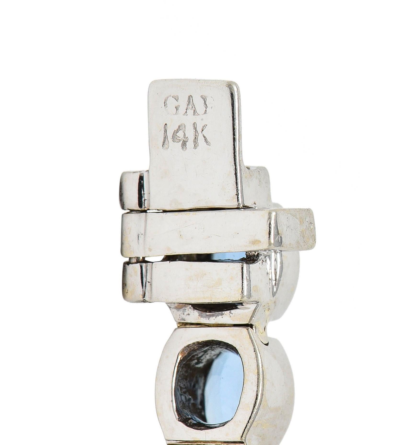Contemporary 9.80 CTW Blue Topaz 14 Karat White Gold Line Bracelet For Sale 3
