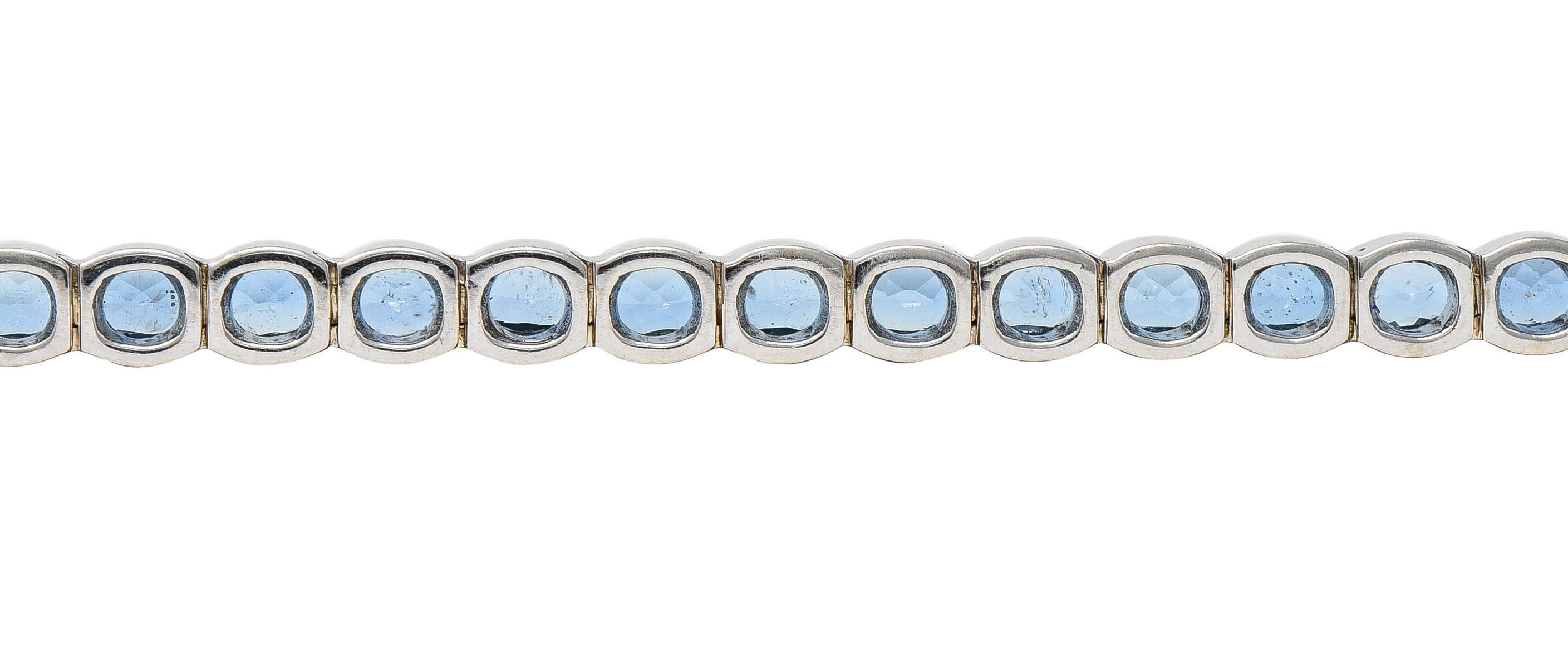 Contemporary 9.80 CTW Blue Topaz 14 Karat White Gold Line Bracelet For Sale 4