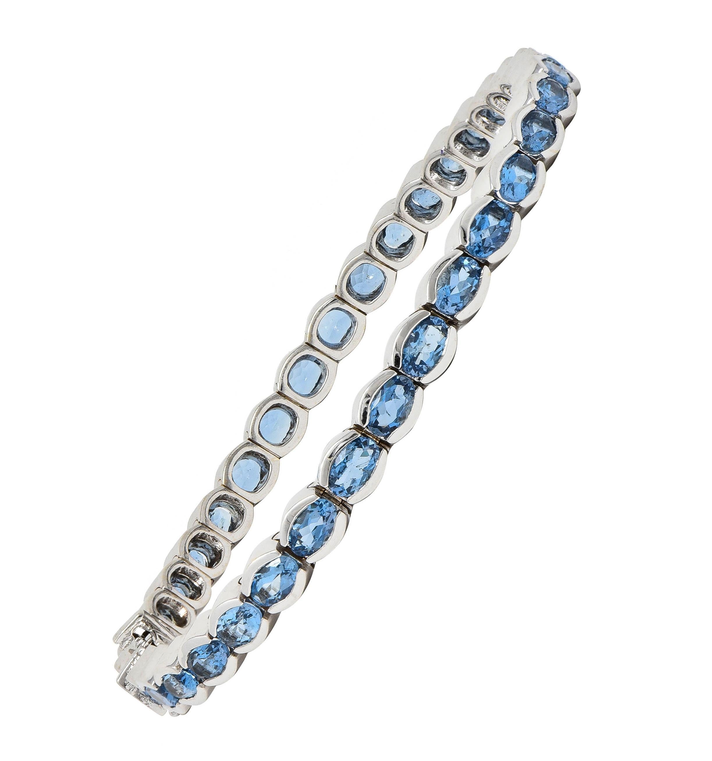 Contemporary 9.80 CTW Blue Topaz 14 Karat White Gold Line Bracelet For Sale