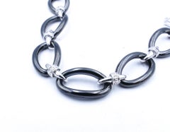 Contemporary 9ct White Gold Black Onyx & Diamond Bracelet