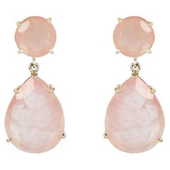 Contemporary 9K Gold Rose Quartz Drop Earrings with Butterfly Back