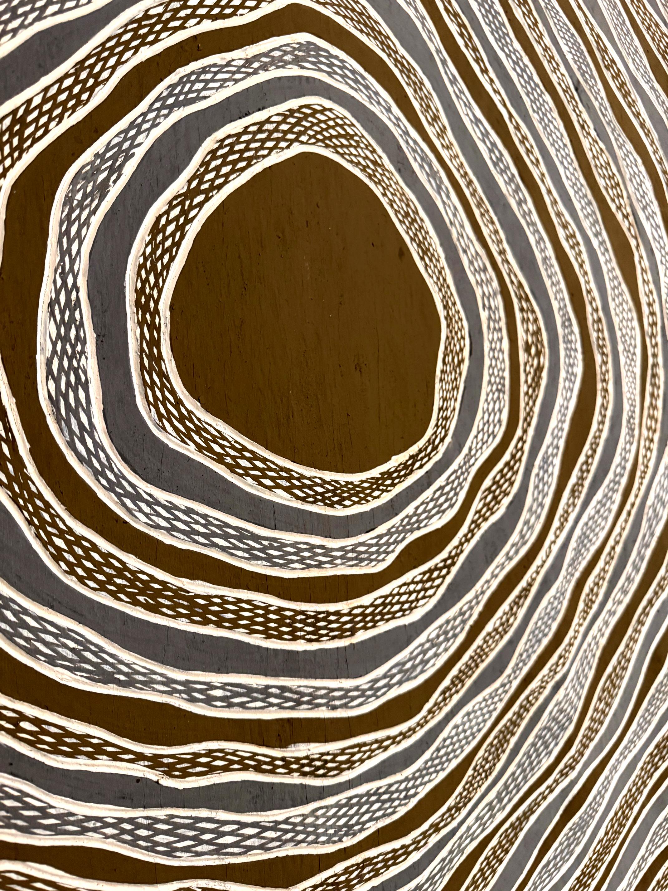 Zeitgenössische Aborigine-Kunst auf Rinde von Gunybi Ganambarr Provenienz im Angebot 3