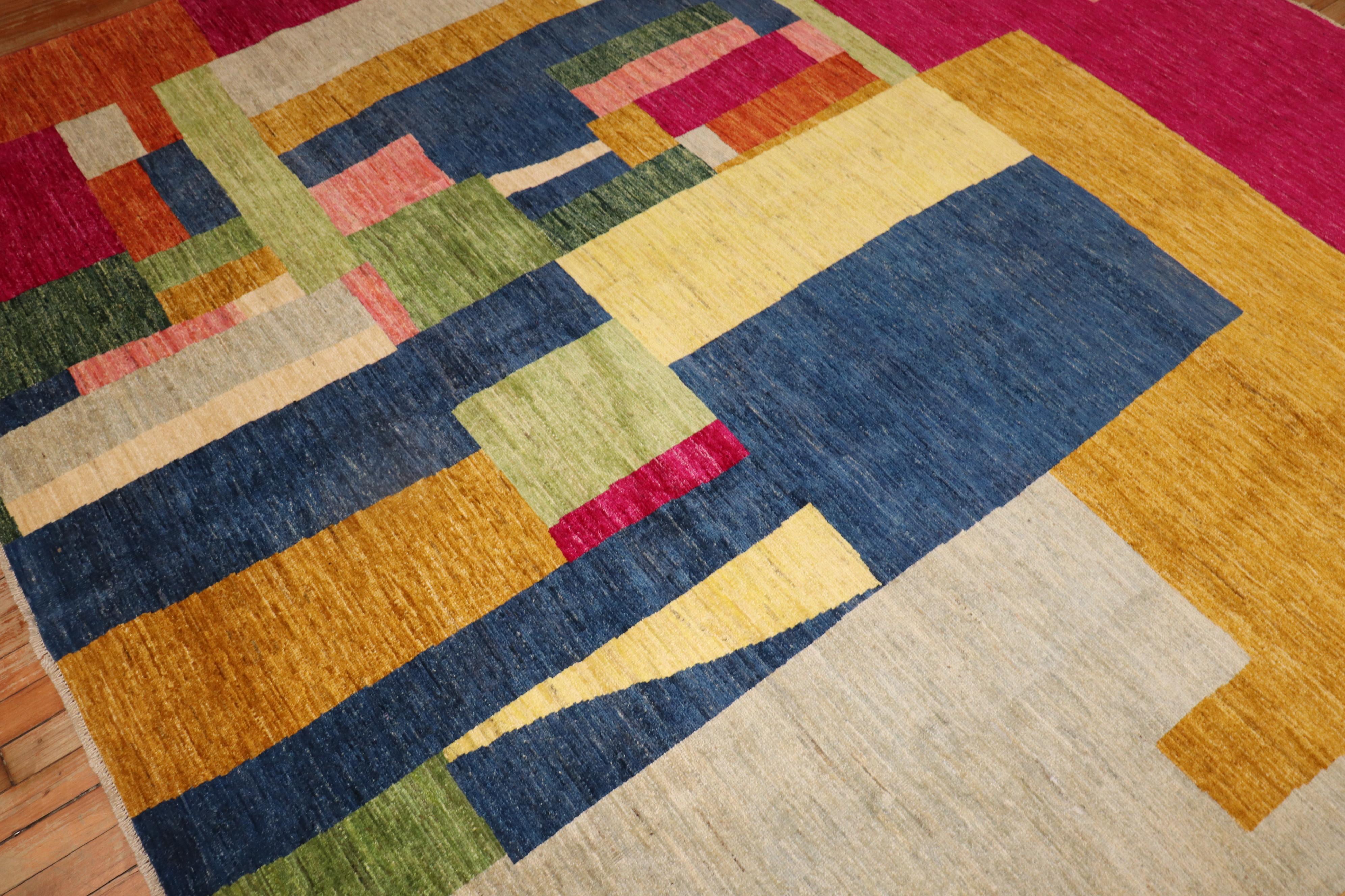 Contemporary Abstract Afghan Square Rug For Sale 2
