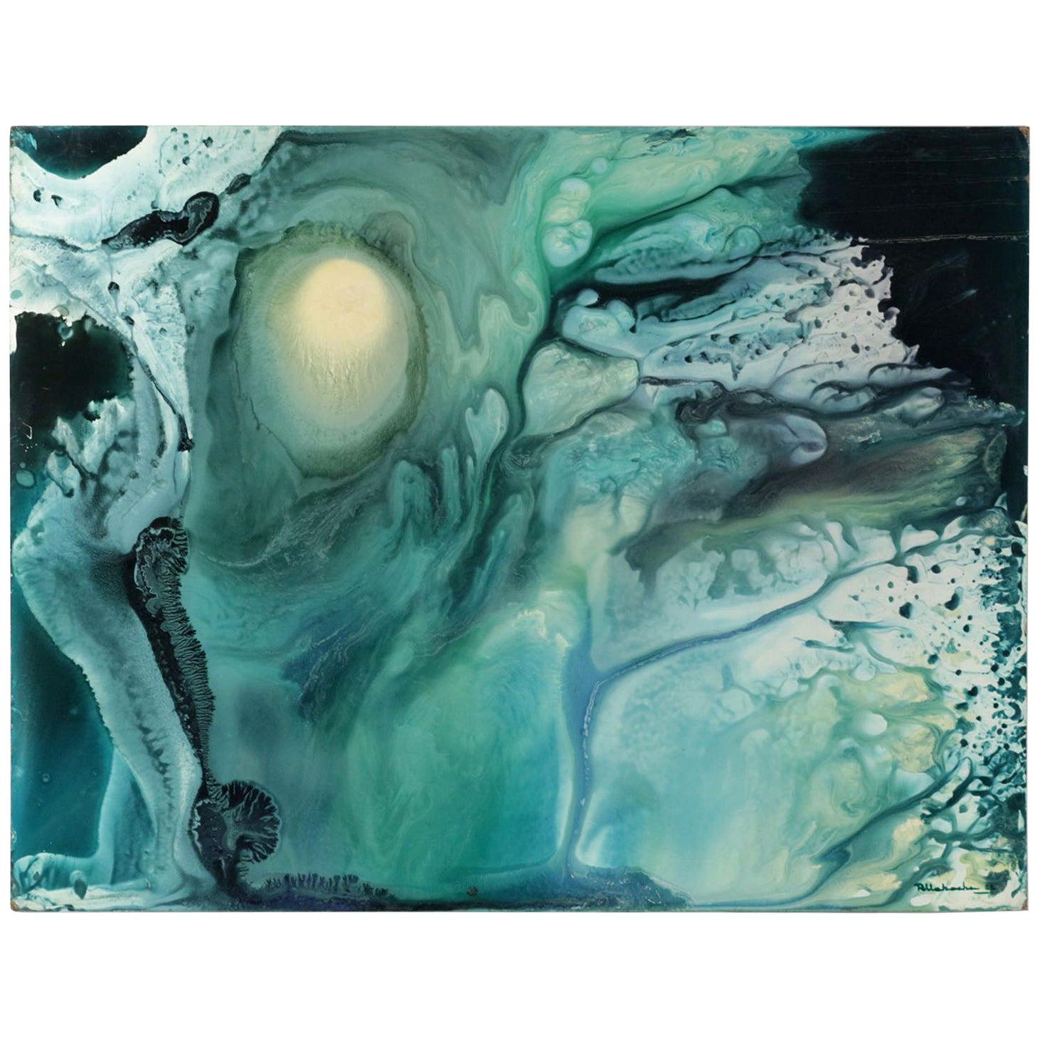 Art abstrait contemporain daté de 1982 Signature illisible, peinture sur carton rigide