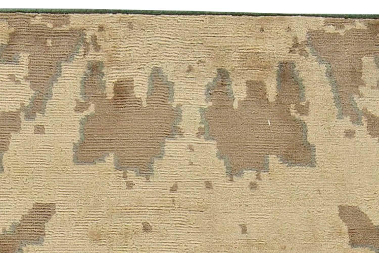 Annodato a mano Tappeto contemporaneo astratto in seta beige marrone fatto a mano di Doris Leslie Blau in vendita