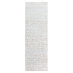 Contemporary Abstract Beige With Tan Silk Runner "Cracked Ground"