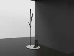 Contemporary Abstract Black and White Sculptural Hall Tree Valet with Base Plate