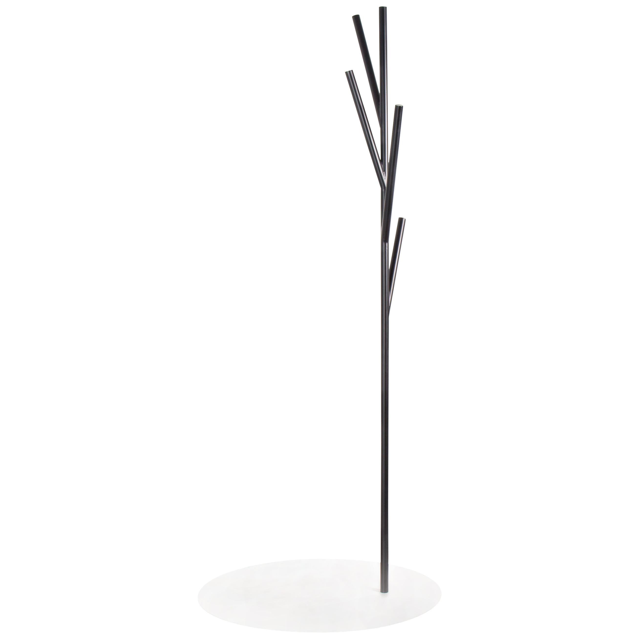 Contemporary Abstract Black and White Sculptural Hall Tree Valet with Base Plate