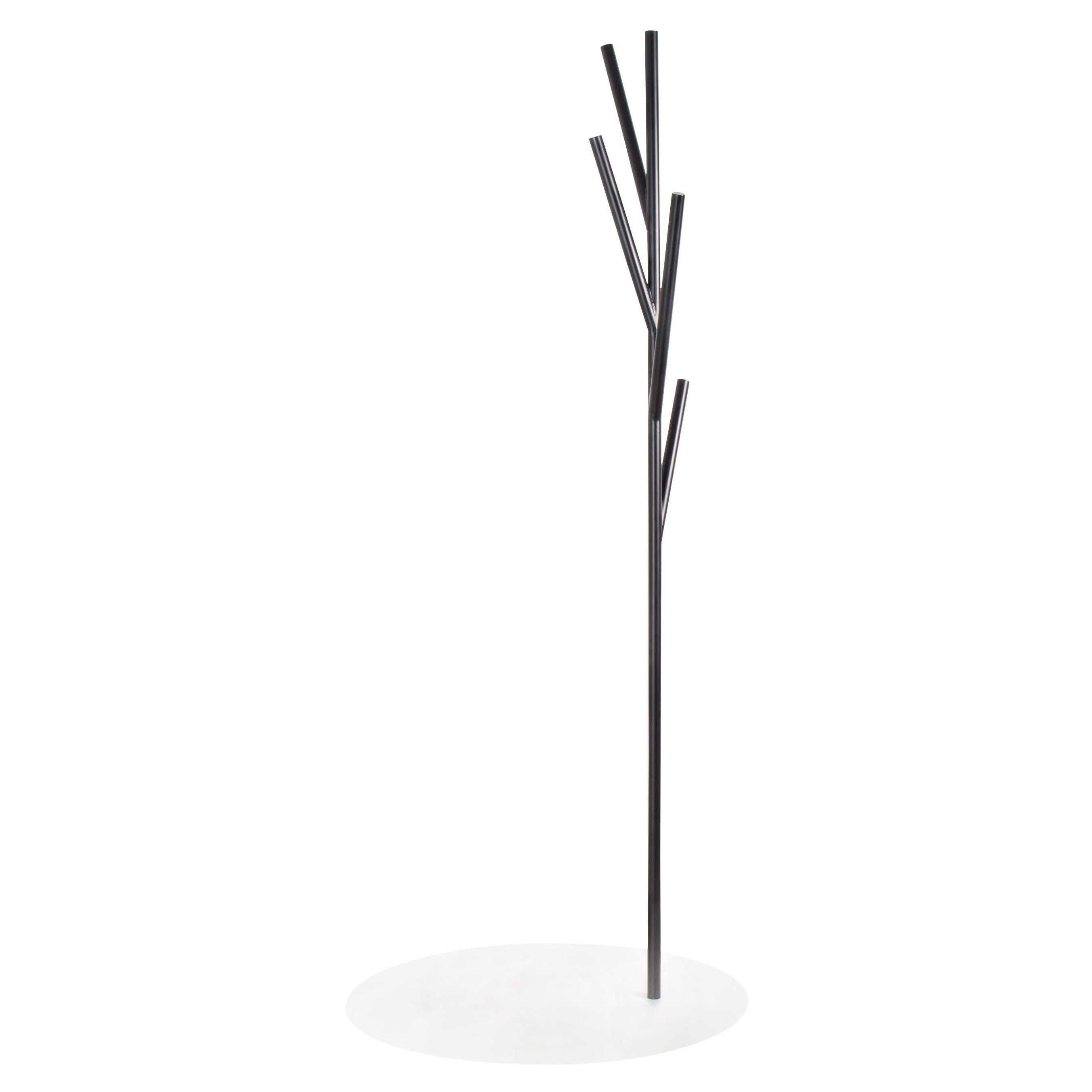 Zeitgenössischer abstrakter schwarz-weißer skulpturaler Flurbaumständer mit Sockelplatte im Angebot