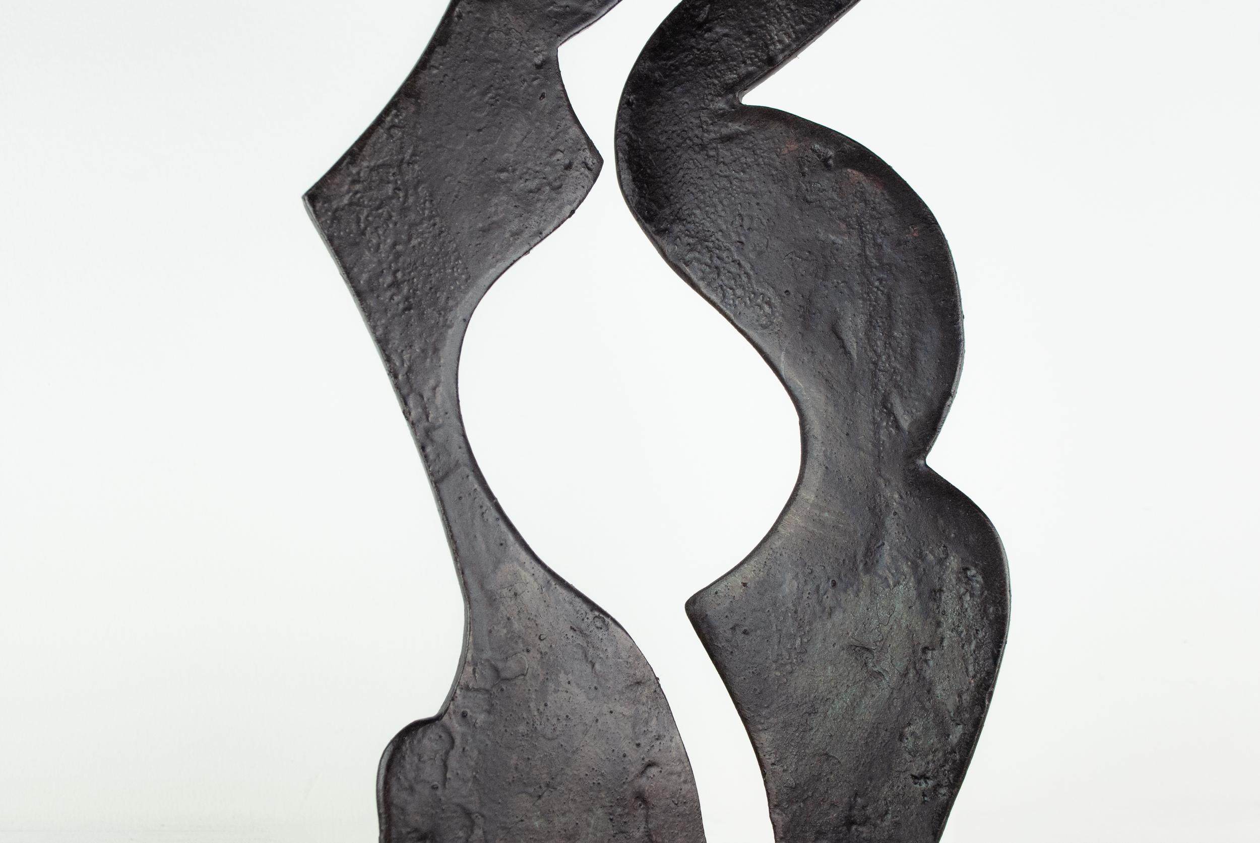 British Contemporary Black Forged Steel Sculpture Inspired by H. Bertoia - Two Forms 01  For Sale
