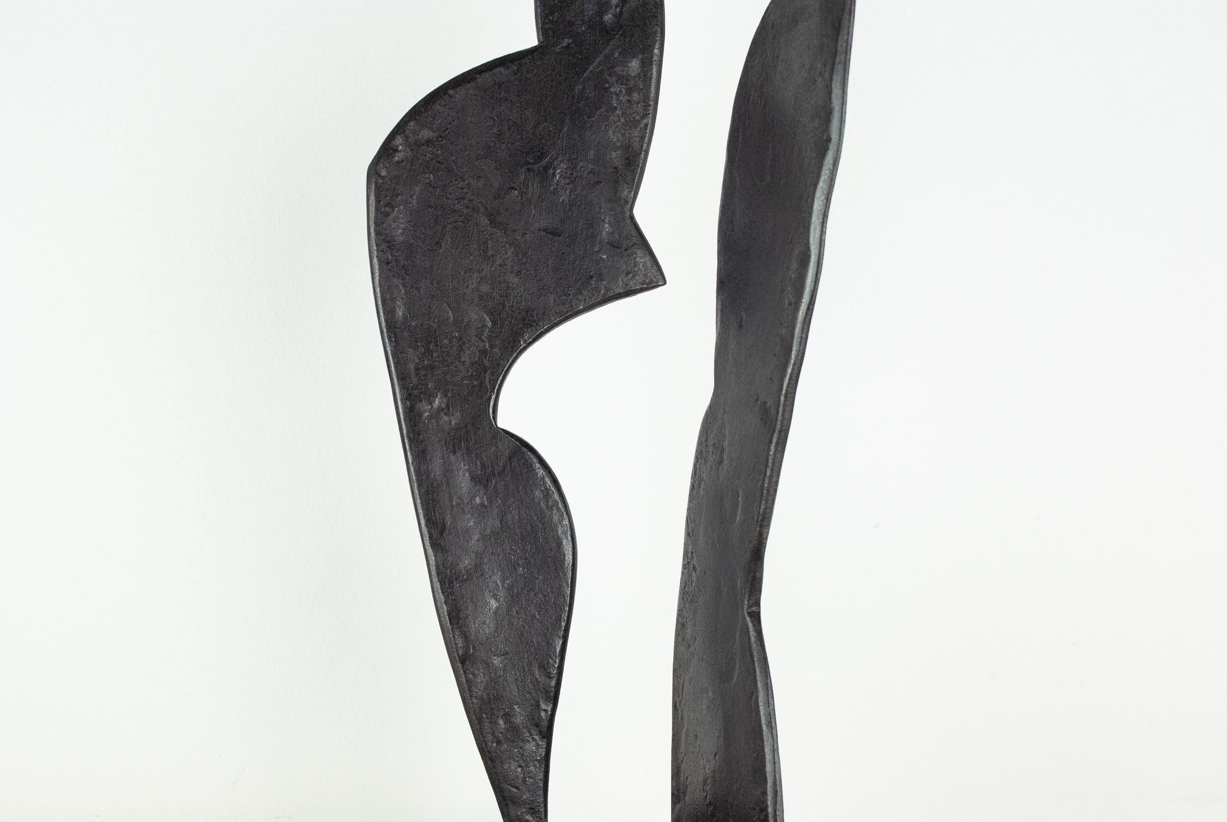 Contemporary Black Forged Steel Sculpture Inspired by H. Bertoia - Two Forms 02 im Zustand „Neu“ im Angebot in London, GB