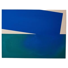 Contemporary Abstract Blue Green Acrylic Painting on Canvas by Andrew Faris