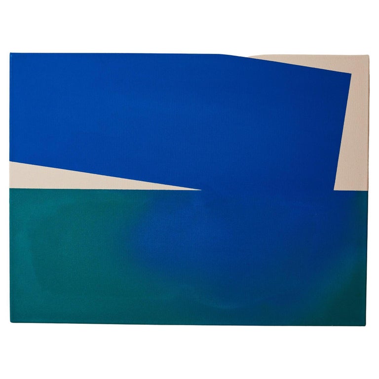 Contemporary Abstract Blue Green Acrylic Painting on Canvas by Andrew