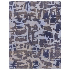 Contemporary Abstract Blue Purple Flat Weave Rug von Doris Leslie Blau