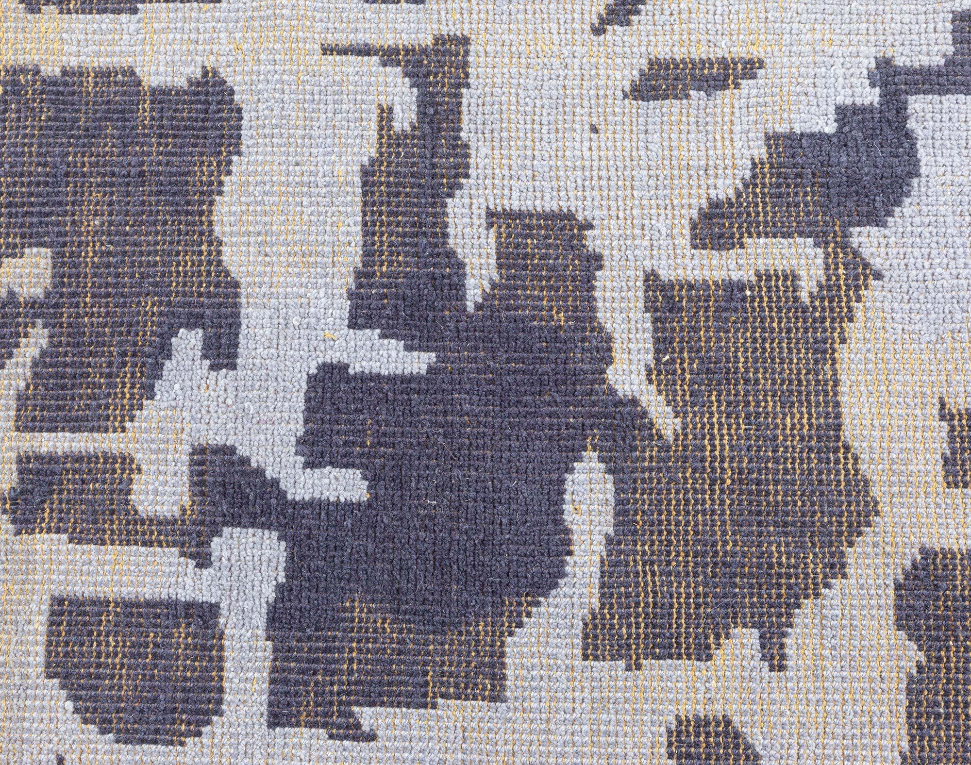 Zeitgenössischer abstrakter blau-lila Flachgewebe-Teppich (Moderne) im Angebot