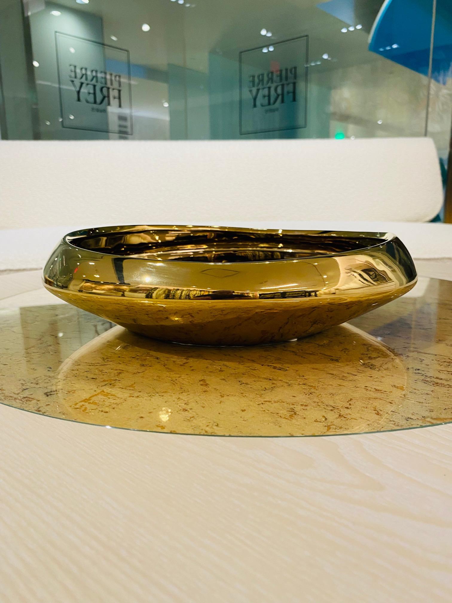Contemporary Abstract Bowl in Reflective Gold Ceramic 6