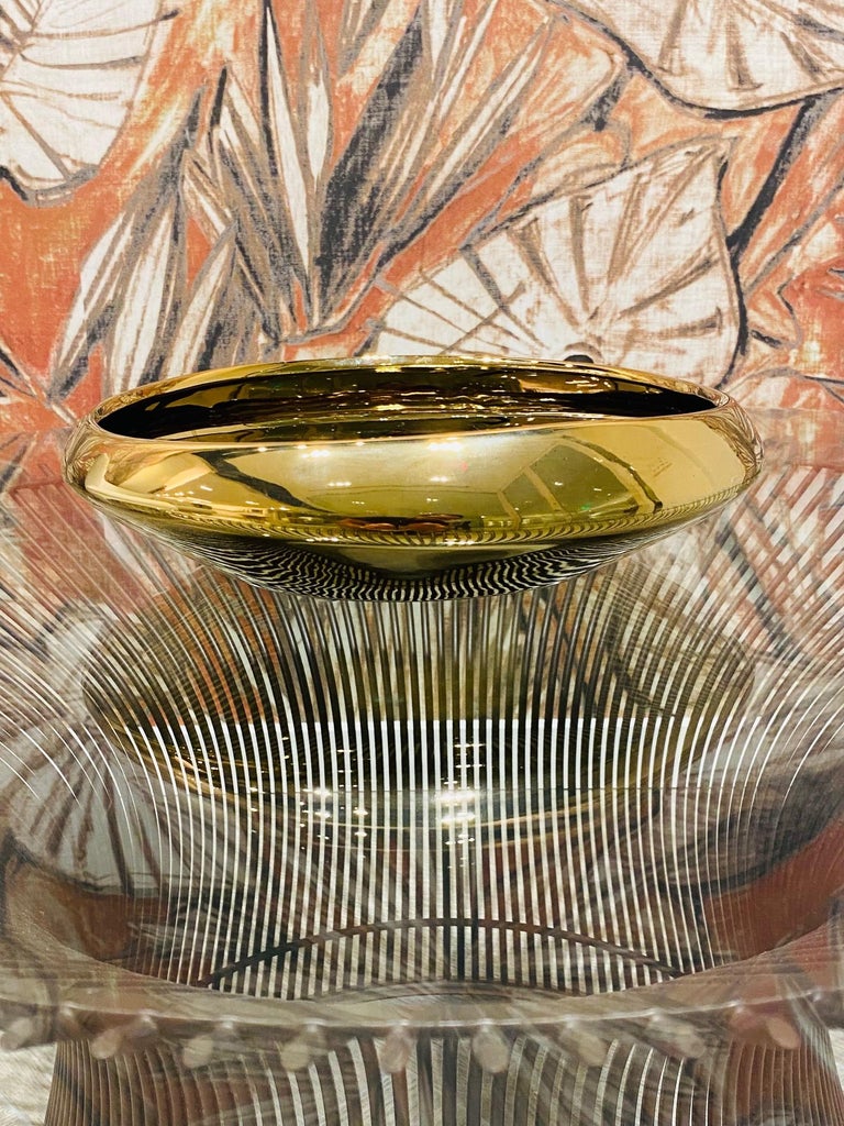 Contemporary Abstract Bowl in Reflective Gold Ceramic at 1stDibs