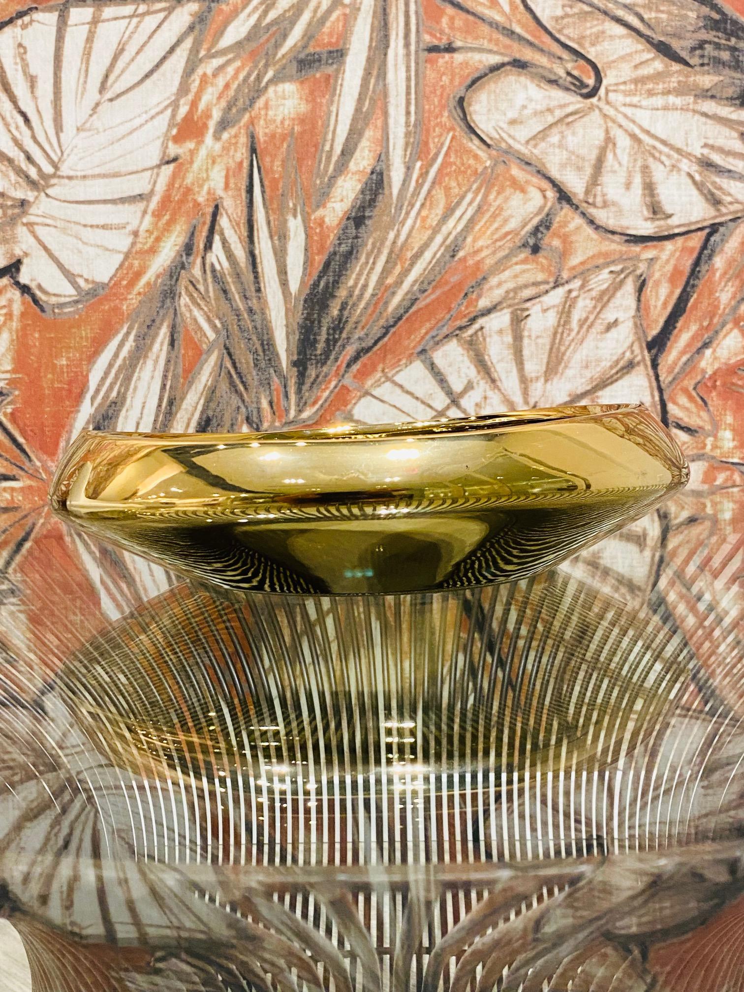 American Contemporary Abstract Bowl in Reflective Gold Ceramic