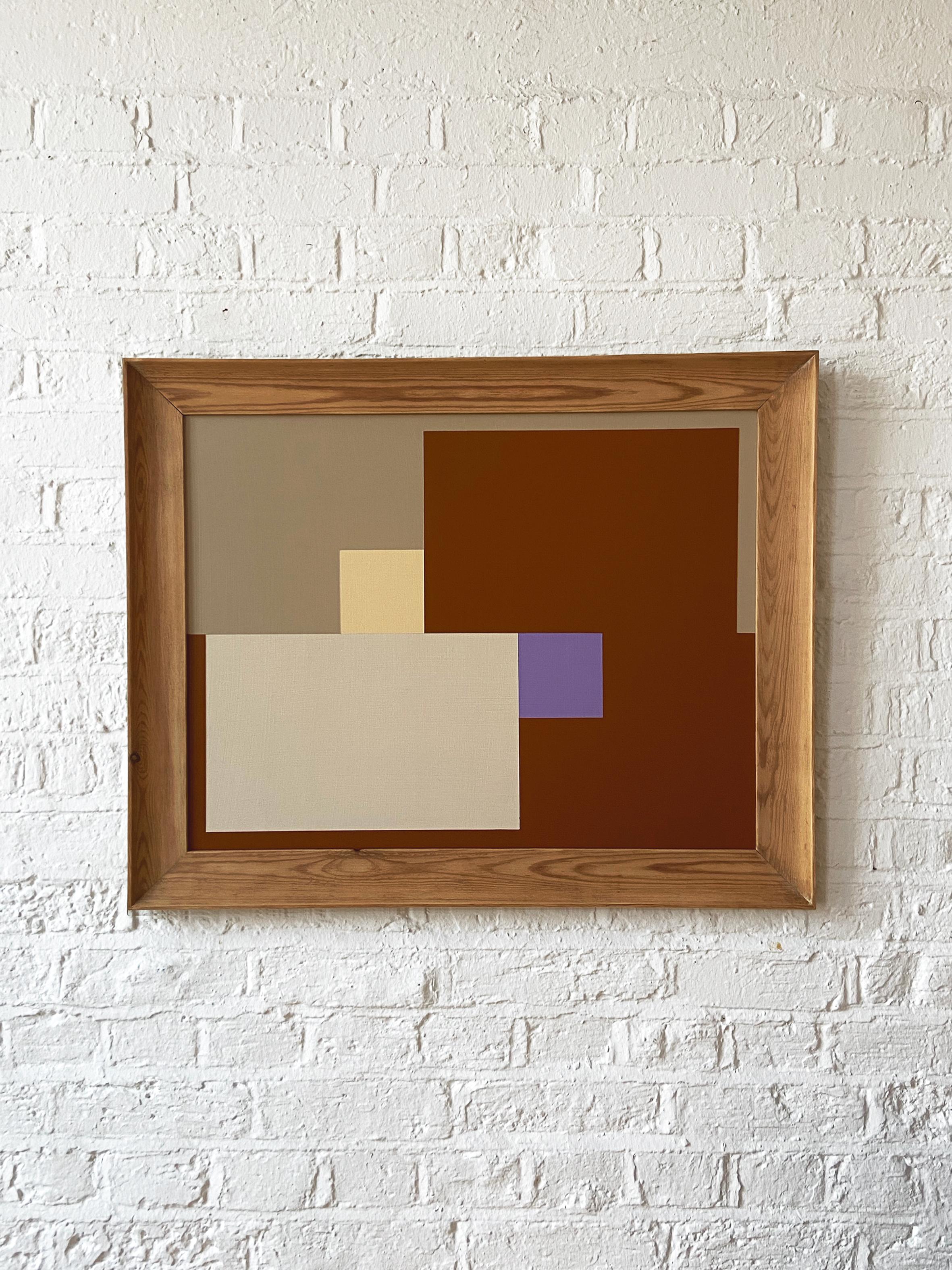 British Contemporary Abstract Brown Beige Colour Block Acrylic Painting Palm Springs For Sale