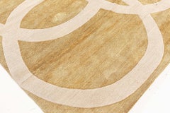Contemporary Abstract Circles Tan With Beige Silk Carpet "Quantum Circles"