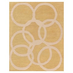 Contemporary Abstract Circles Tan With Beige Silk Carpet "Quantum Circles"