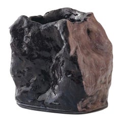 Contemporary Abstract Clay Black-Mauve Heat Reactive Vessel Vase by Kim Mesches